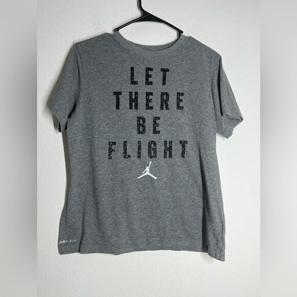Kids Nike Air Jordan DRI-FIT T-Shirt Size XL  Gray Black LET THERE BE FLIGHT - Picture 1 of 9